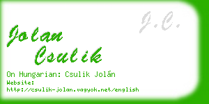 jolan csulik business card